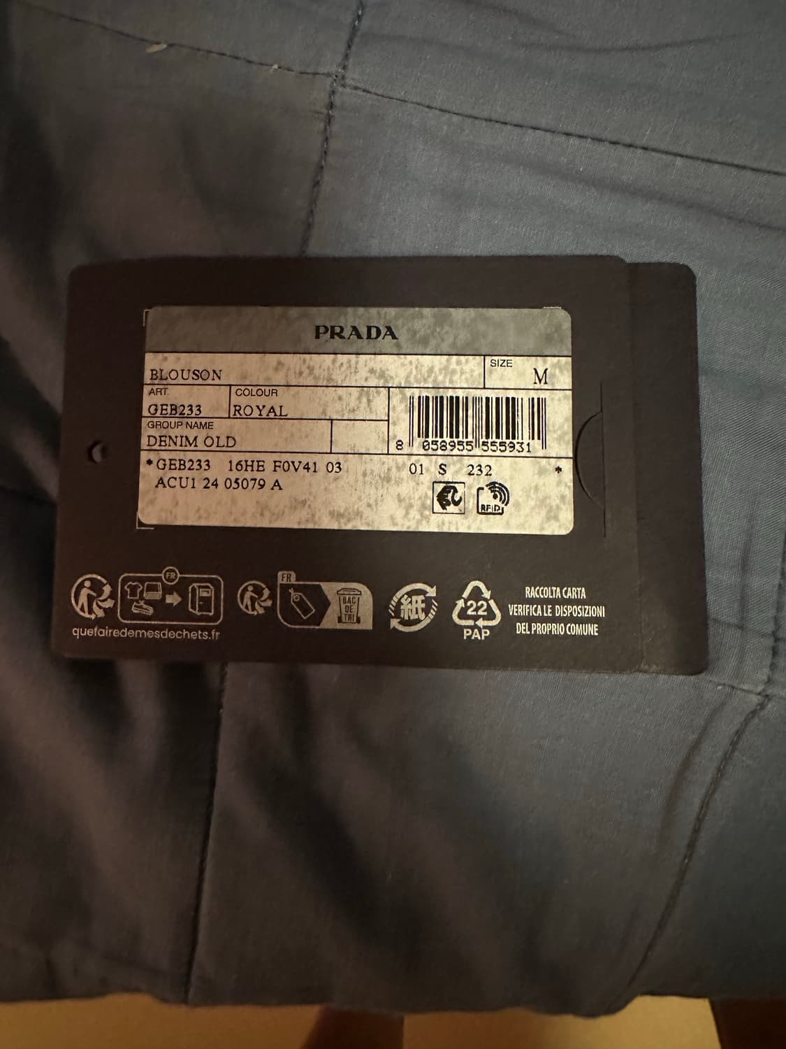 프라다 올드 데님 자켓 M 상품이미지5