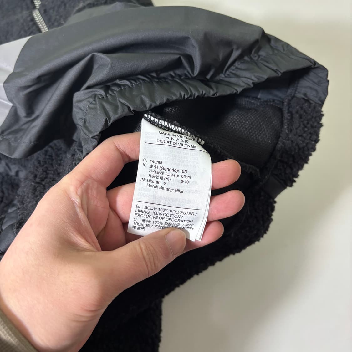 키즈 140 나이키 블랙 배색 후리스 후드티 상품이미지4