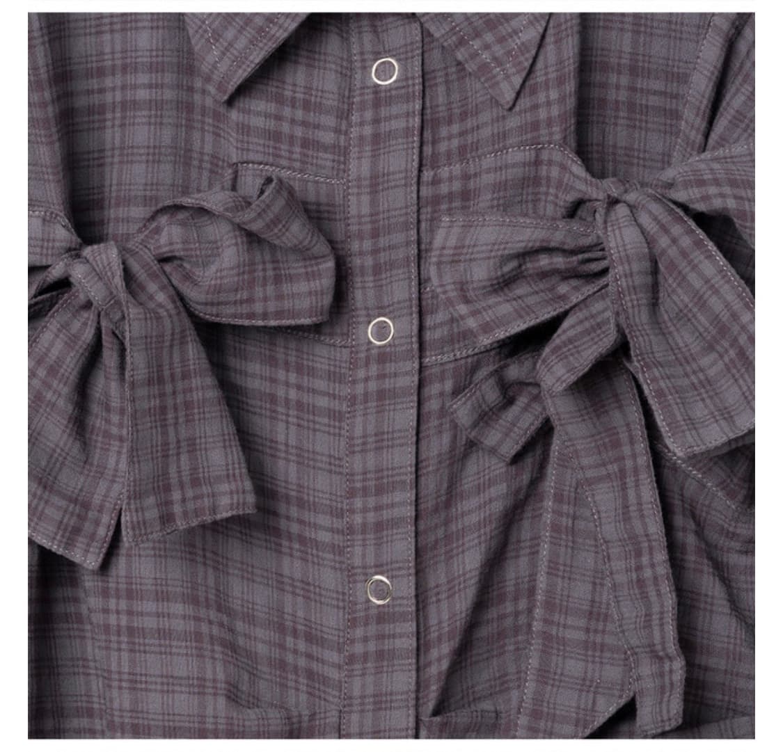 밀로 우먼 Ribbon Tie Shirt [Vintage Purple] 상품이미지3