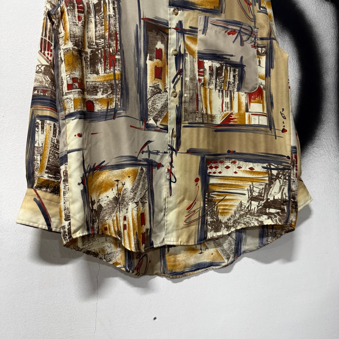 VTG 빈티지 에스닉 아트 풀 패턴 원포켓 긴팔 셔츠 상품이미지4