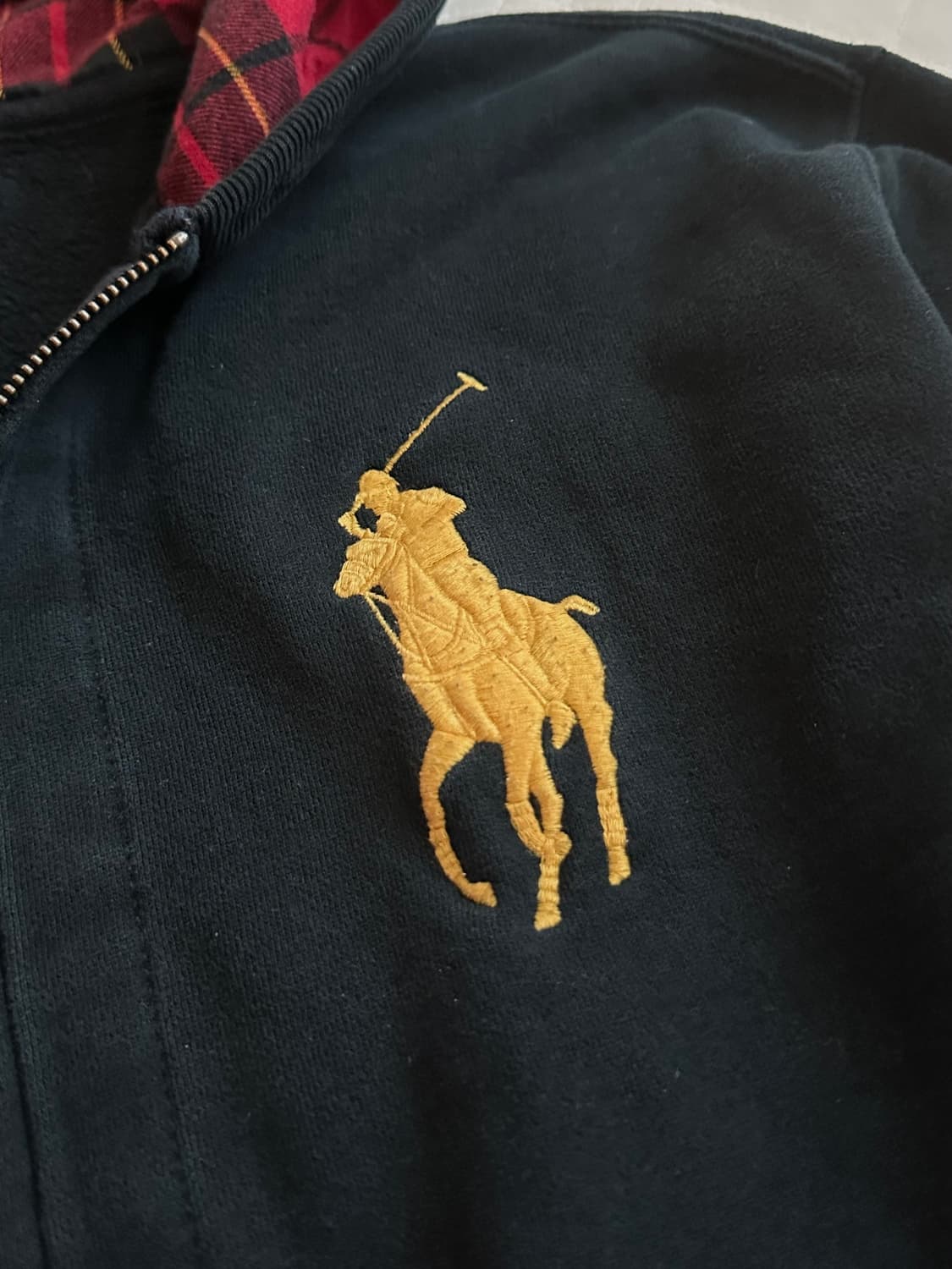 폴로 랄프로렌 빅포니 체크 후드집업 블랙 상품이미지4