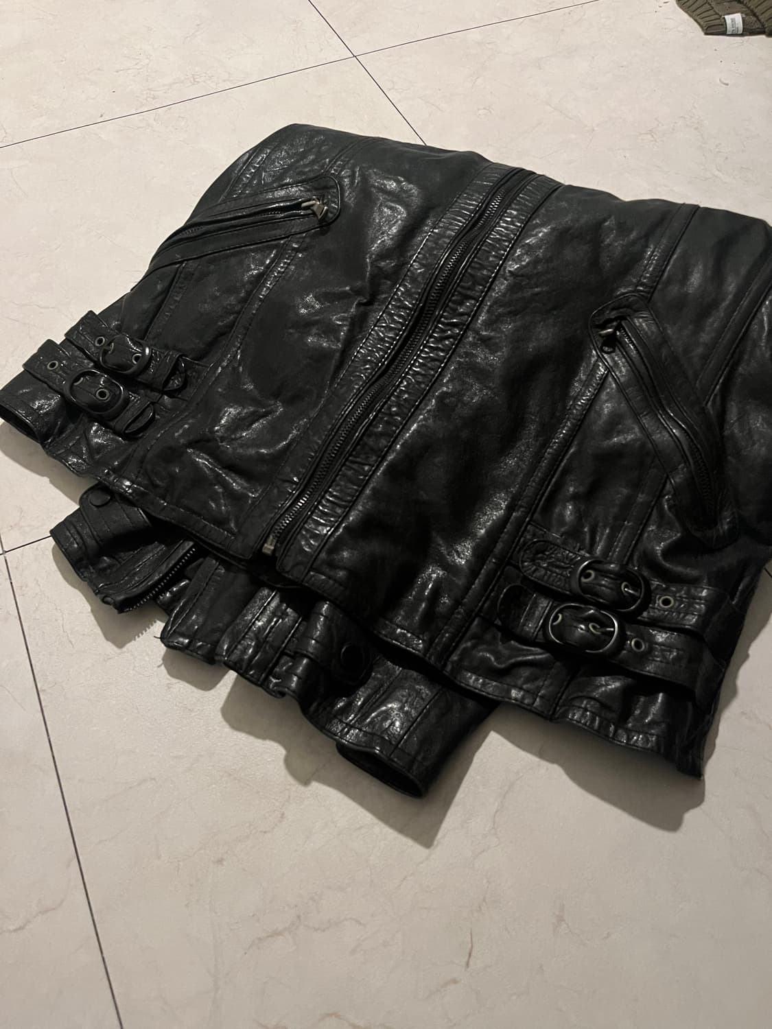 Japan Vintage 포켓 벨티드 램스킨 라이더 자켓 xl 상품이미지8