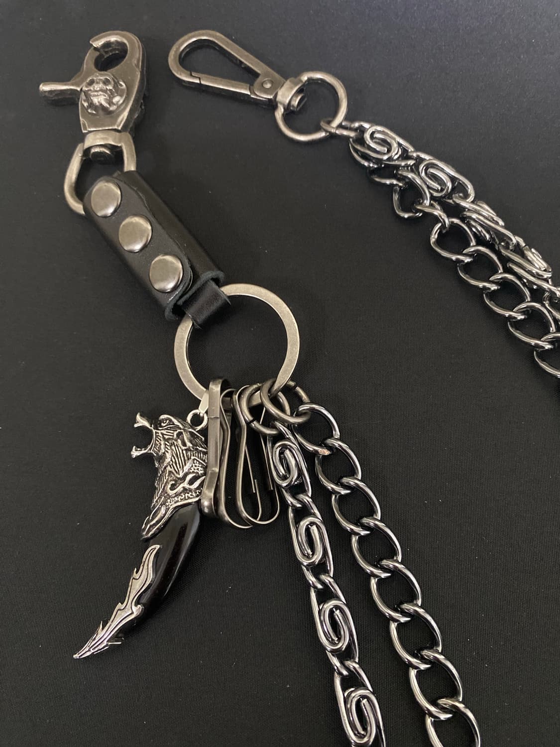 블랙 레더 트윈 팬츠체인 상품이미지3