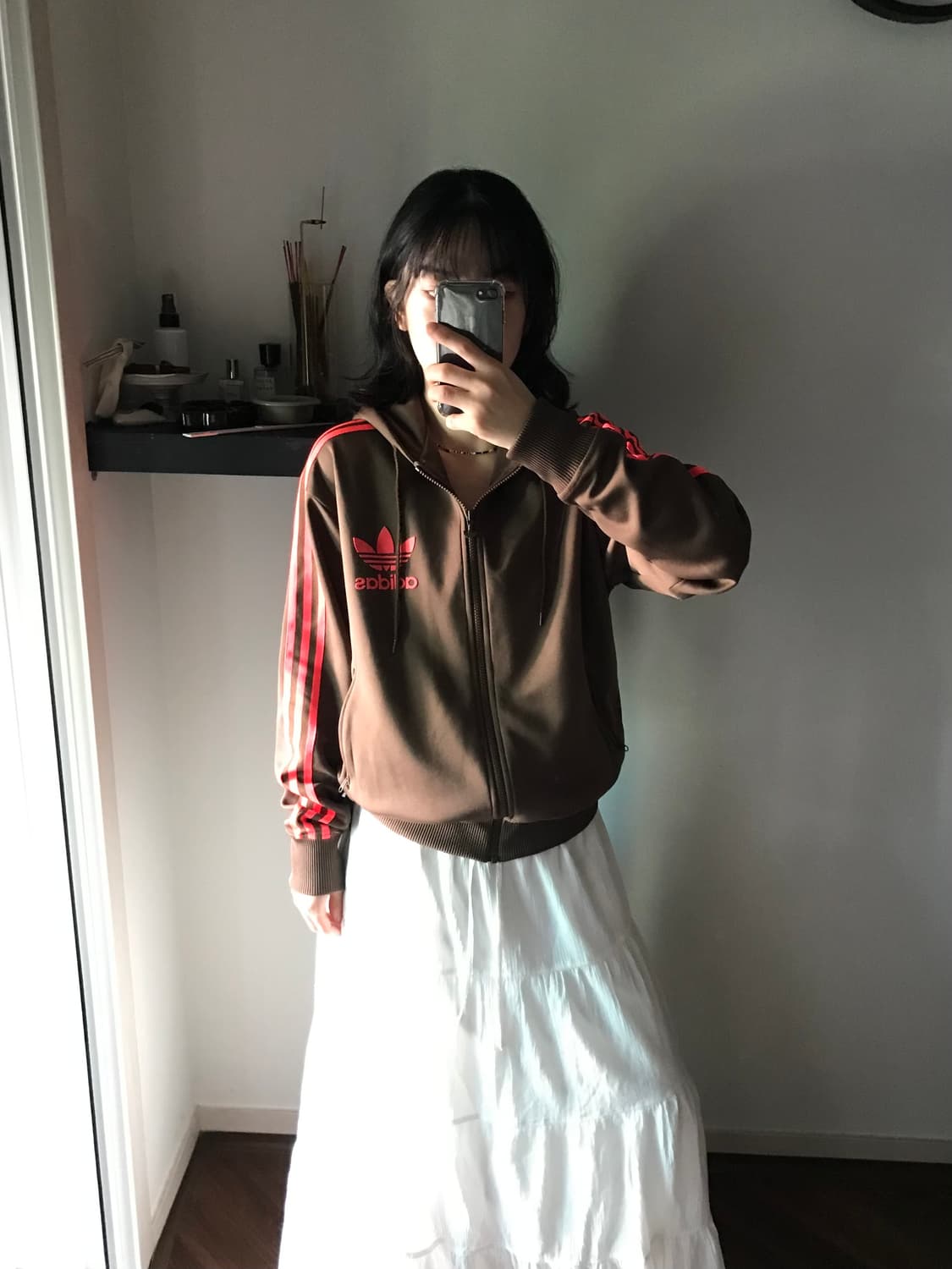 아디다스 올드스쿨 구파이어버드 초코브라운 트랙탑 후드 져지 후디드플락 상품이미지4