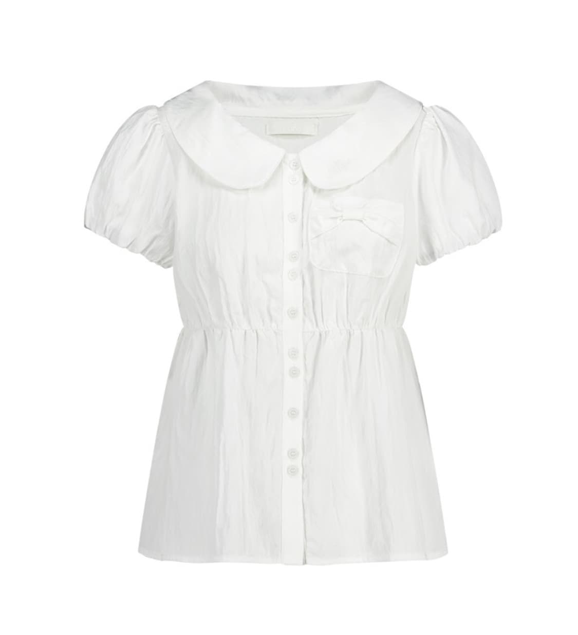 일리고 포밍 리본 퍼프 블라우스 화이트 상품이미지4