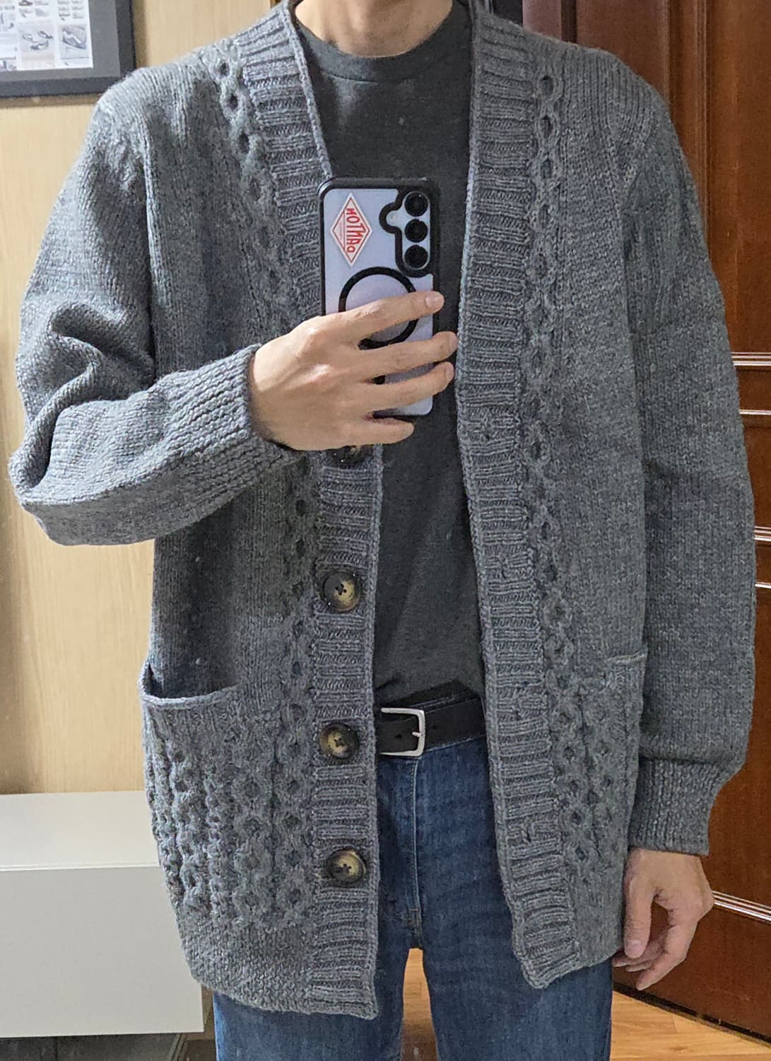 (착샷) 케이블 니트 롱 가디건 상품이미지6