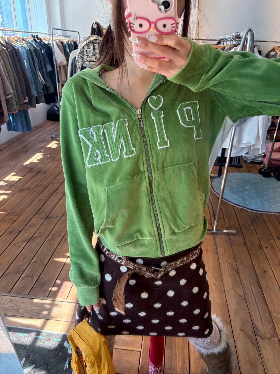 핑크 멜론 벨벳 후드집업 상품이미지5