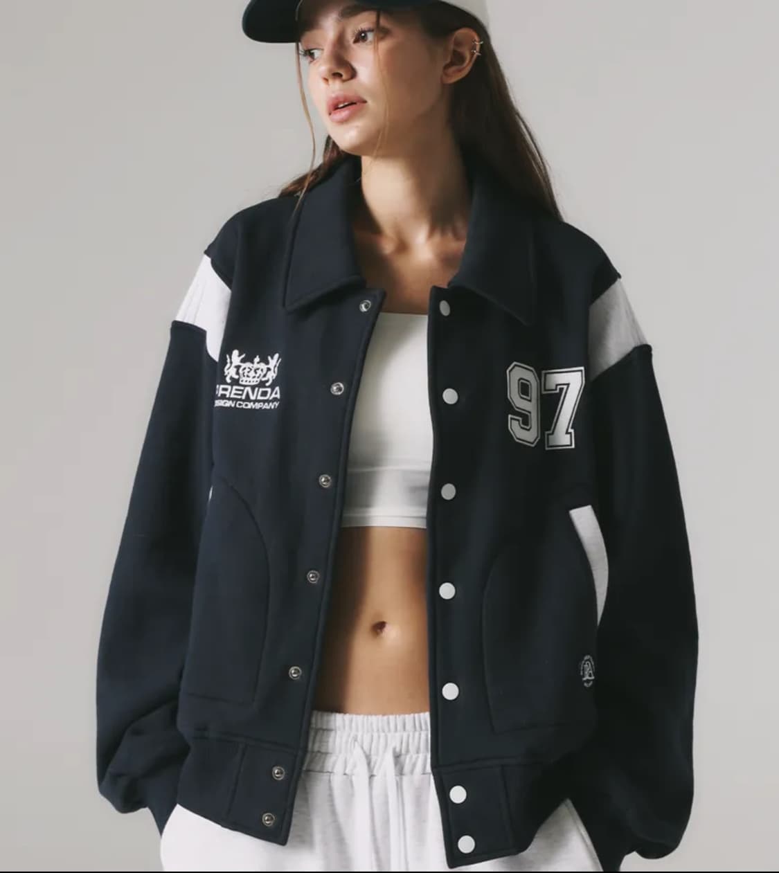프렌다 SWEAT VARSITY JACKET 바시티자켓 네이비 상품이미지1