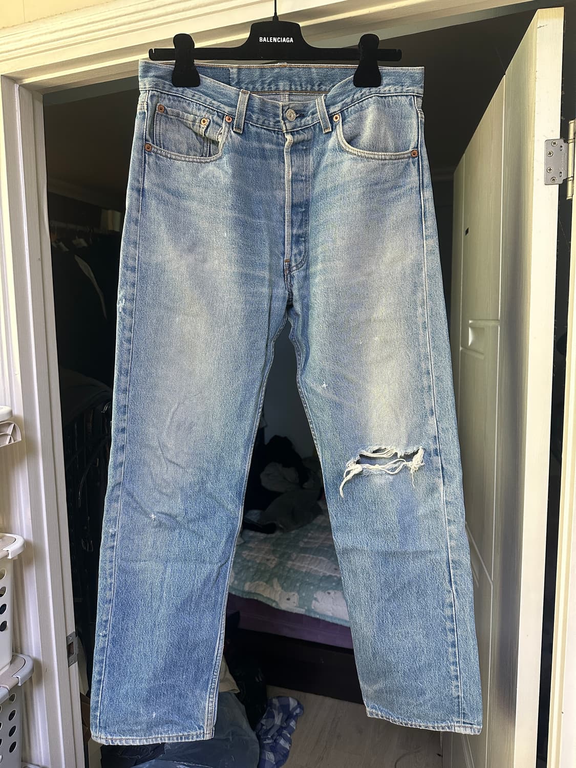 [35x33] 90s 리바이스 501xx 연청 데님 팬츠 상품이미지1