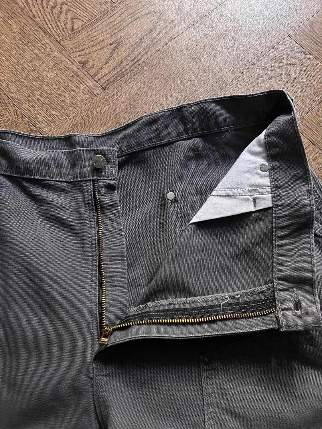 [40]칼하트 USA 그레이 더블니 캔버스 워크팬츠 상품이미지4