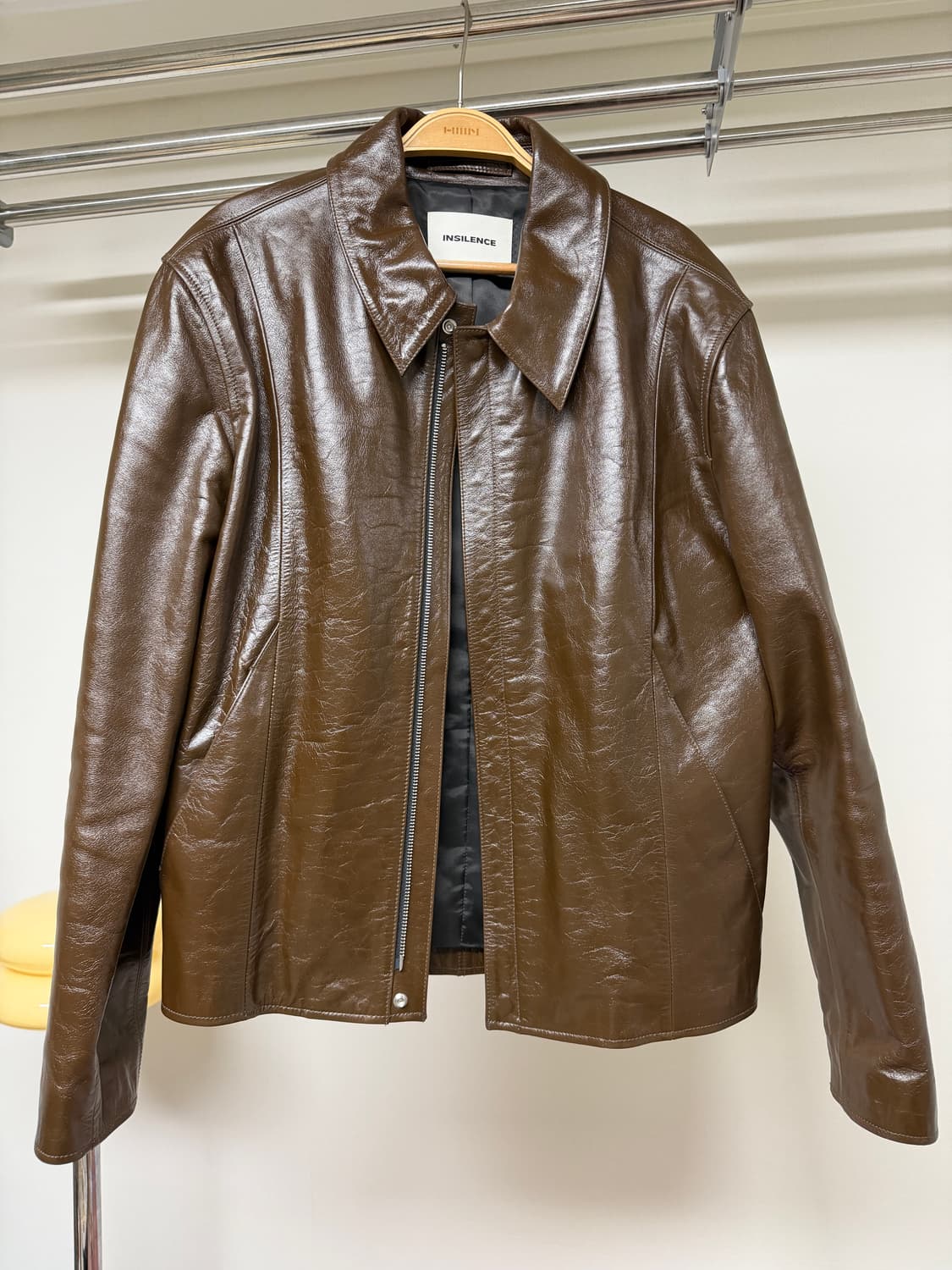 인사일런스 풀업 레더 크롭 자켓 다크브라운 L 상품이미지5