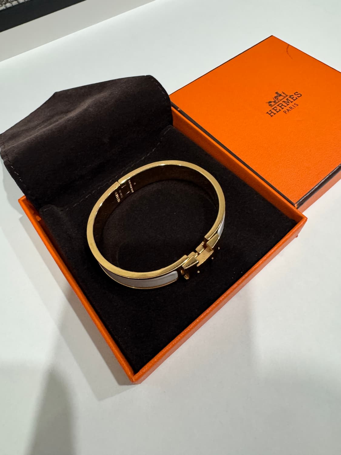 에르메스 클릭아슈 팔찌 화이트/골드 정품 상품이미지3