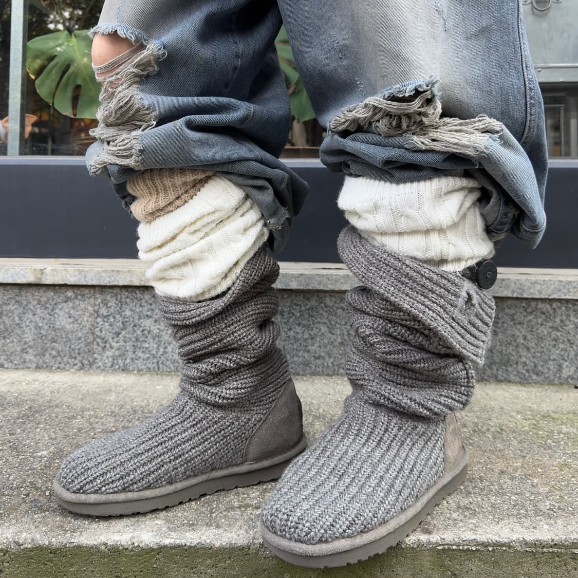 2000s Y2K 니트 카디 어그 부츠 상품이미지1