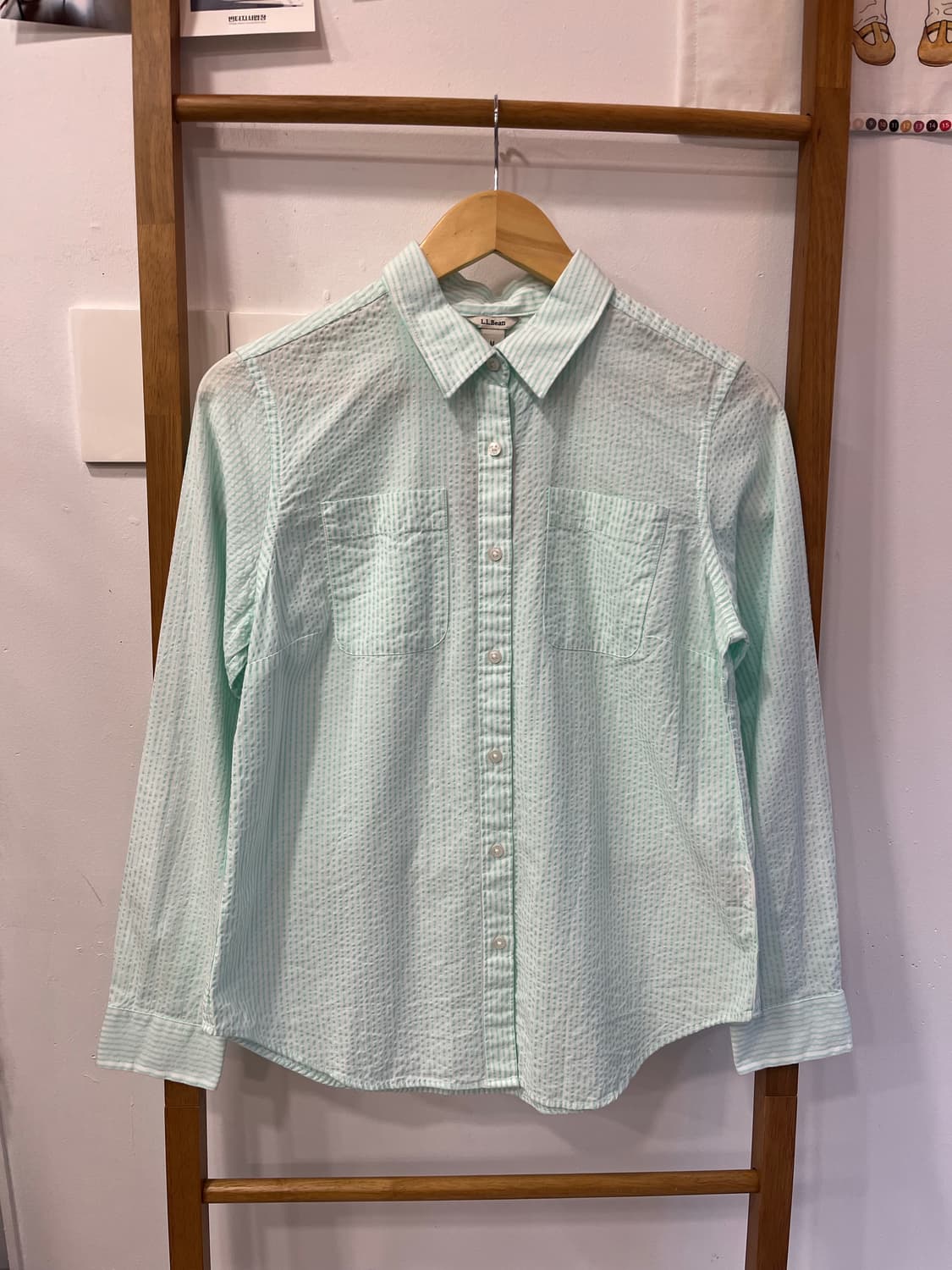 [M] 엘엘빈(L.L.Bean) 민트 시어서커 체크 셔츠 상품이미지1