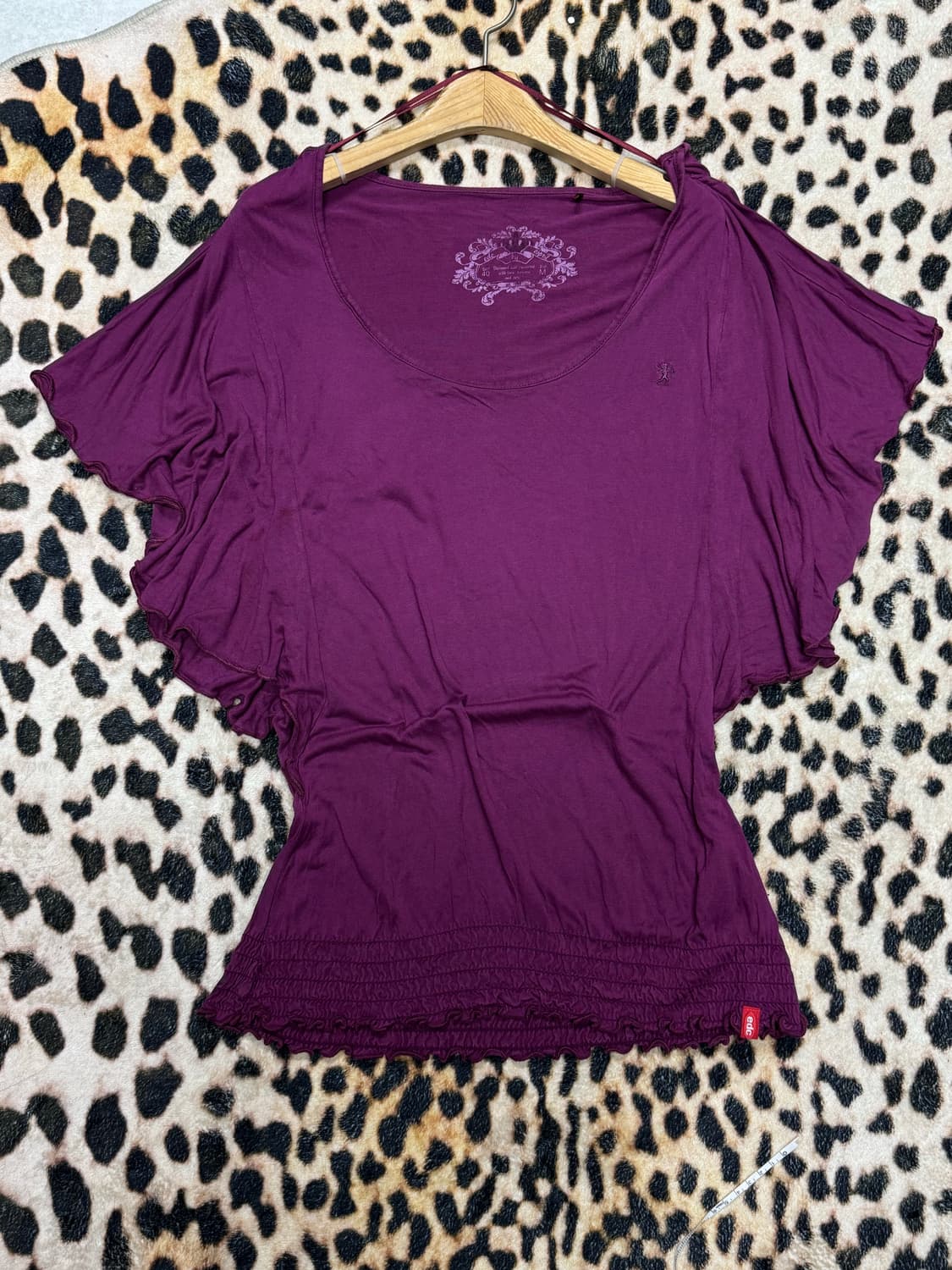 Y2K 플럼 빛 케이프 슬리브 탑 상품이미지1