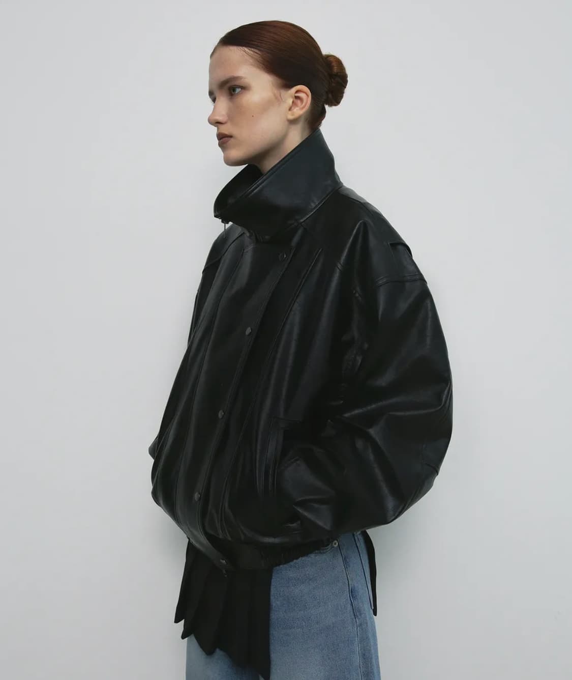 sandric 샌드릭 25fw 사이드 버튼 레더 자켓 F 상품이미지2