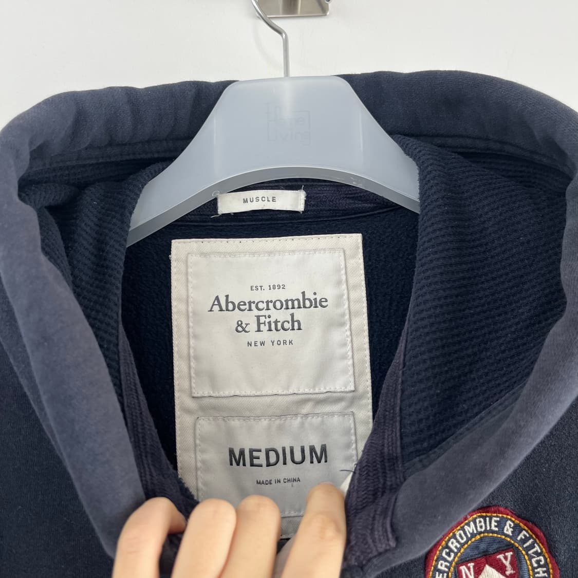 아베크롬비 자수로고 버튼 네이비 후드 가디건 상품이미지7