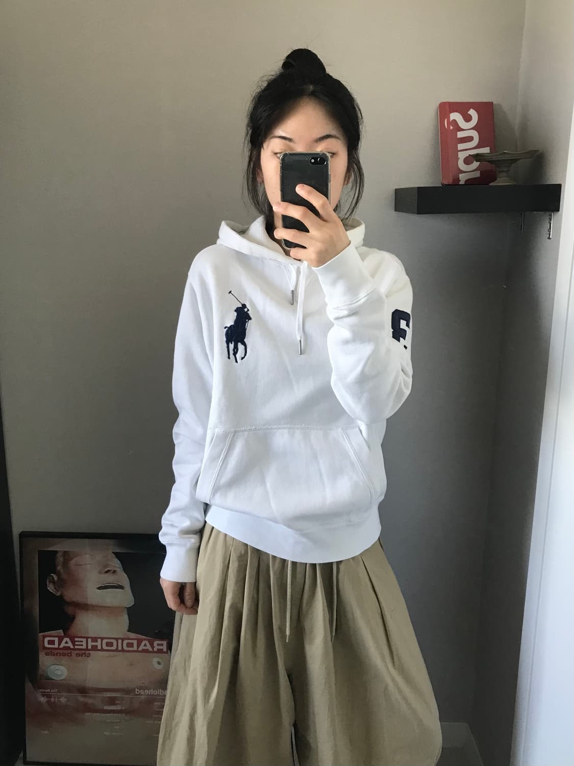 폴로 랄프로렌 빅 포니 로고 화이트 후드티 상품이미지1