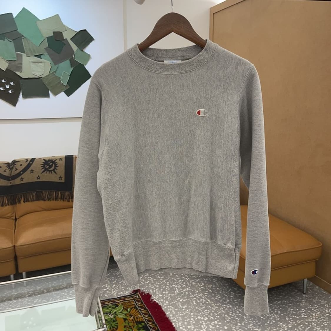 챔피온 리버스위브 자수로고 오버핏 기모 스웻셔츠 맨투맨 90 C06197 상품이미지1