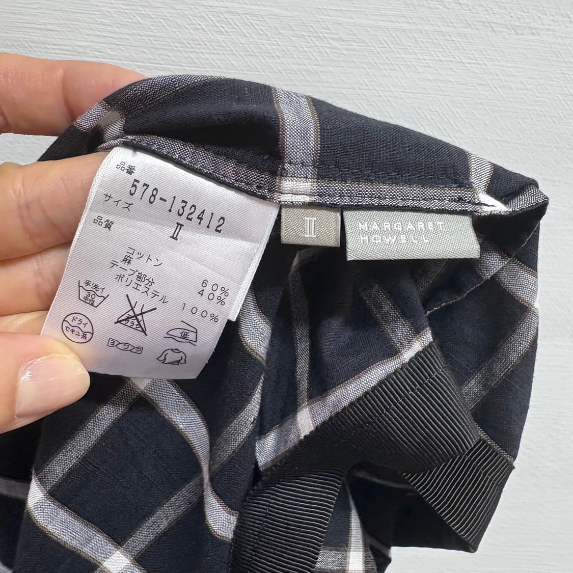 마가렛호웰 Margaret Howell 코튼 체크 주름 미디스커트  상품이미지4