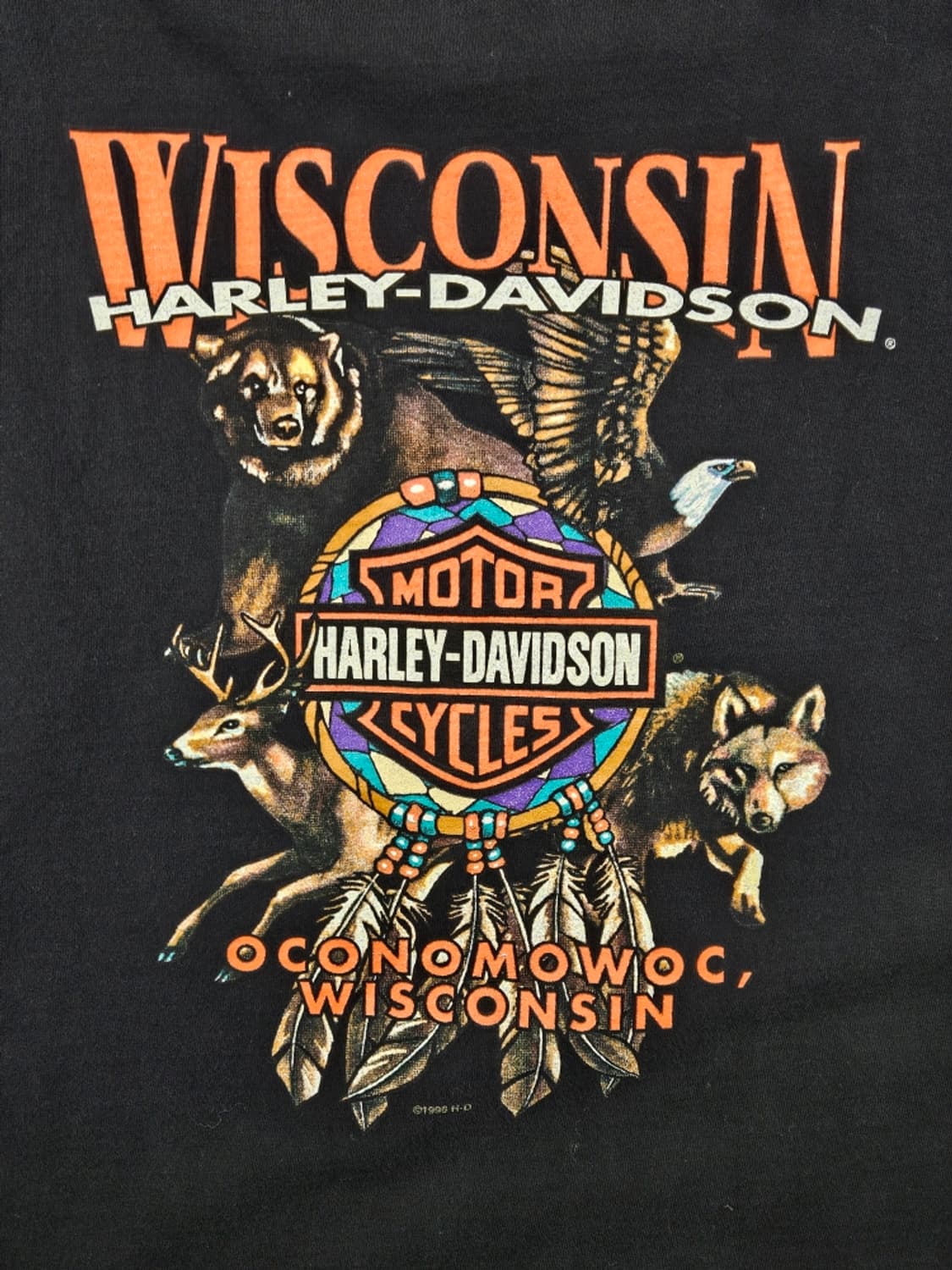 90's USA 할리데이비슨 위스콘신오코노왁 반팔티셔츠(XL)/11685 상품이미지9