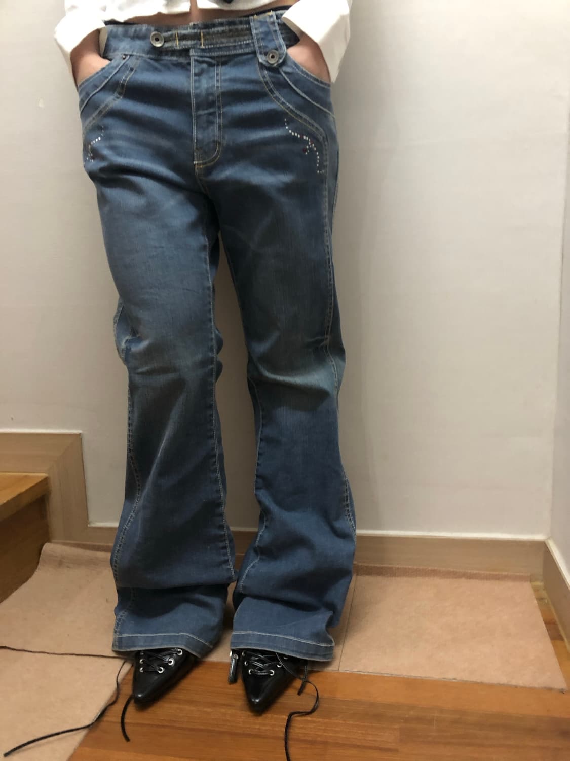 빈티지 데님 큐빅 팬츠 상품이미지5