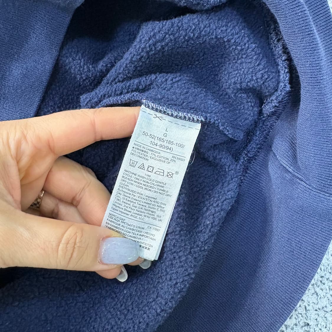 L 갭 기모 후드티 긴팔 네이비 0319J 상품이미지4