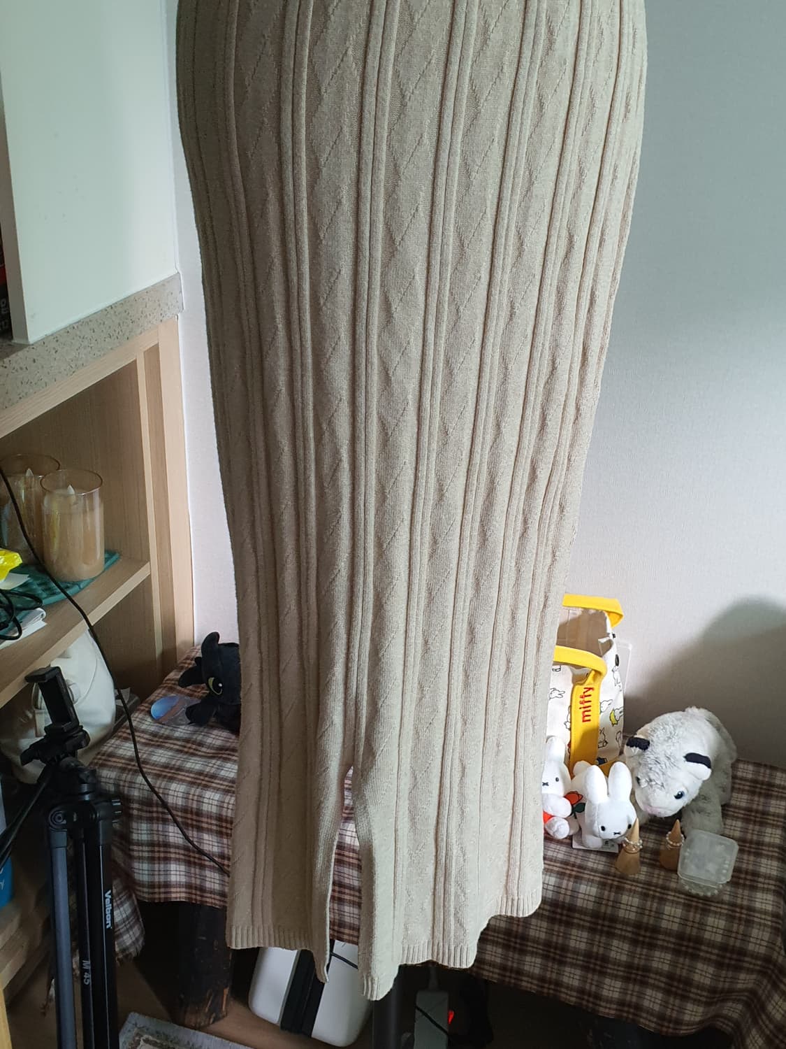 [모리걸] 니트 롱 스커트 베이지 FREE 상품이미지3