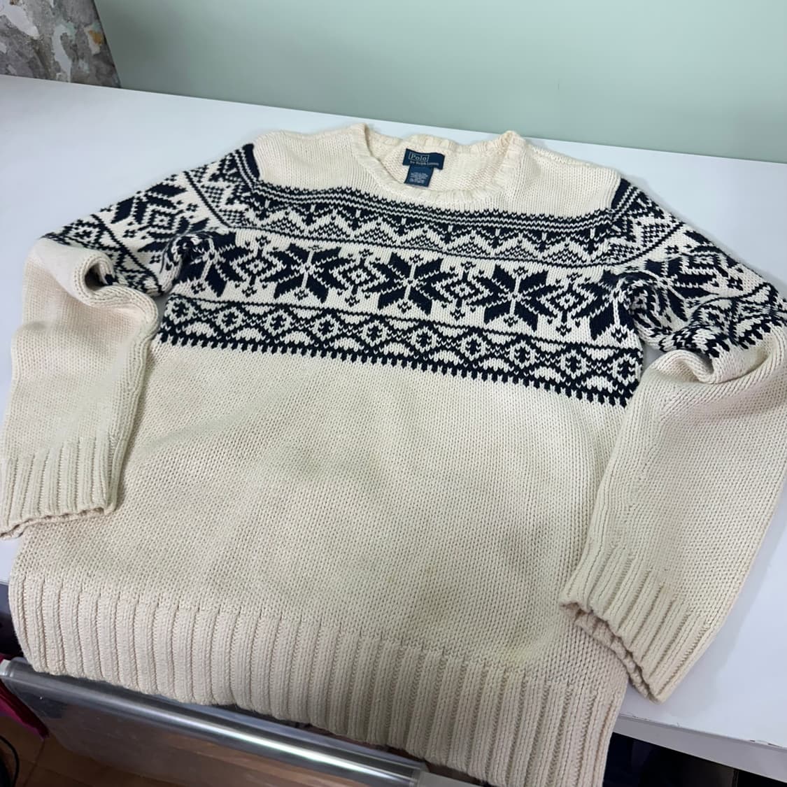 우먼M 폴로 랄프로렌 크림아이보리 자카드 노르딕니트 상품이미지3