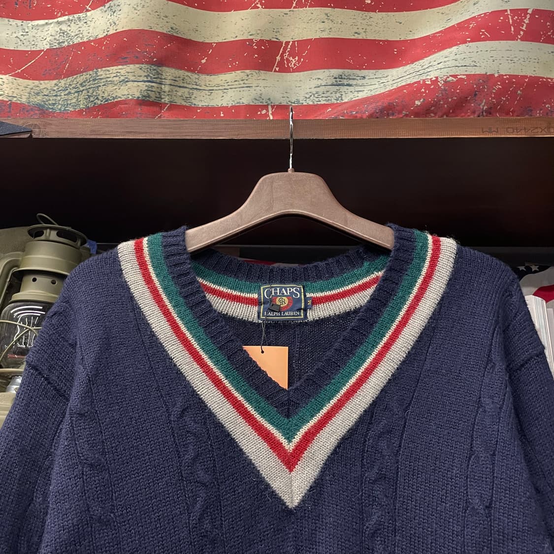 90s 챕스 랄프로렌 브이넥 크리캣 꽈배기 니트 스웨터 N26 상품이미지3