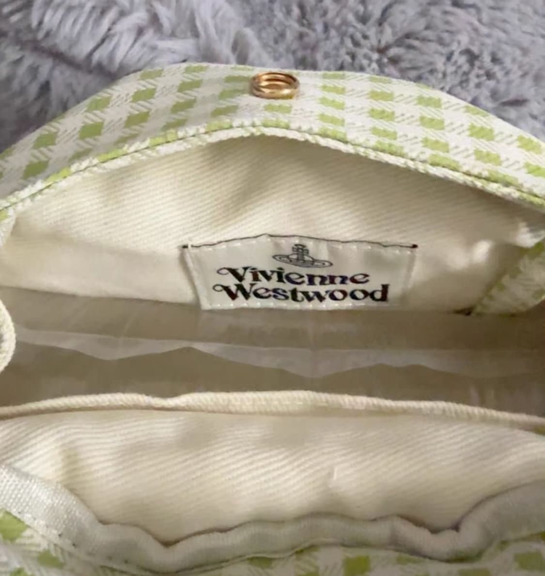비비안웨스트우드 아카이브 orb 자수 체크 패브릭 핸드백 상품이미지3