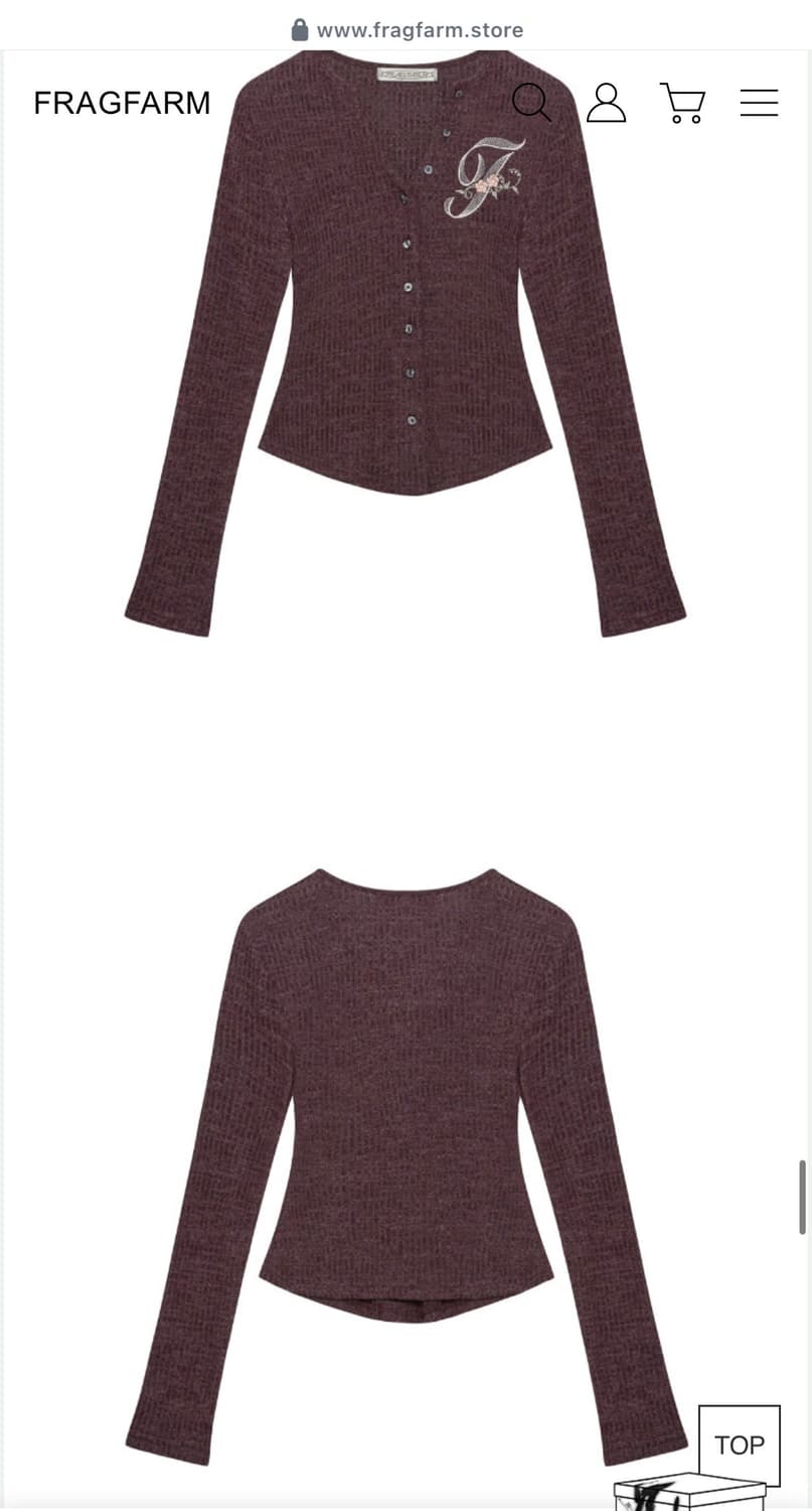 FRAGFARM -F lettering Cardigan Deep Purp 상품이미지3