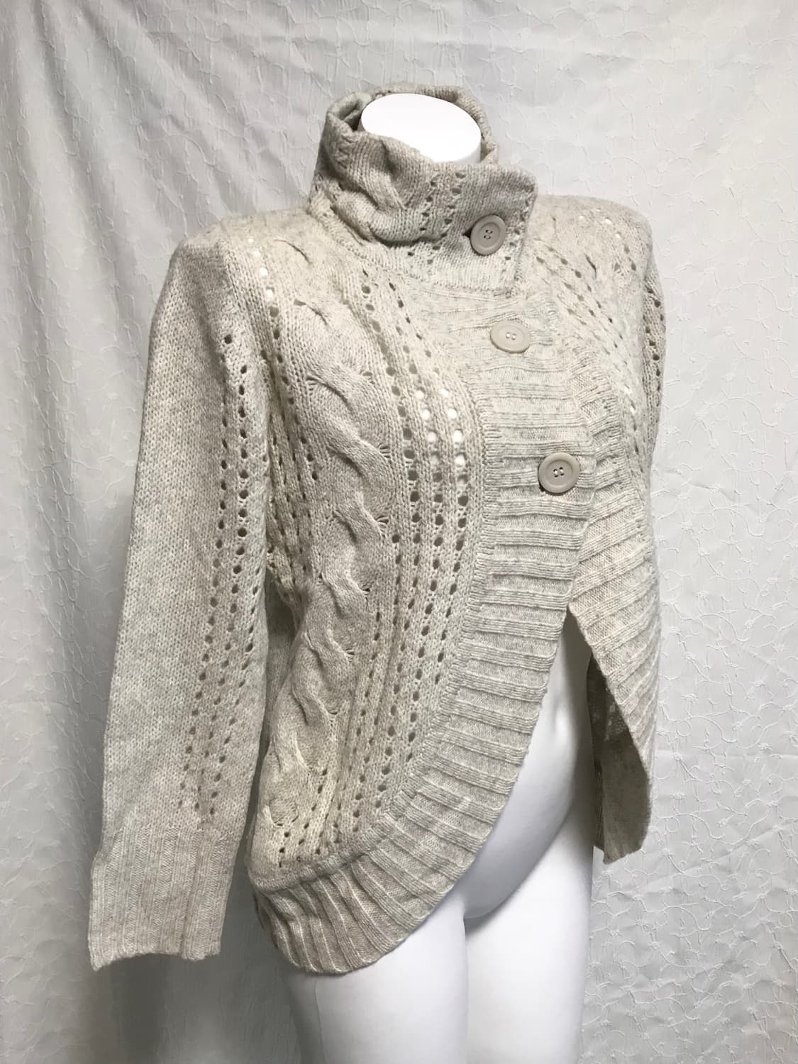 빈티지 니혼진 너드 사선 디자인 버튼 가디건 탑 상품이미지1