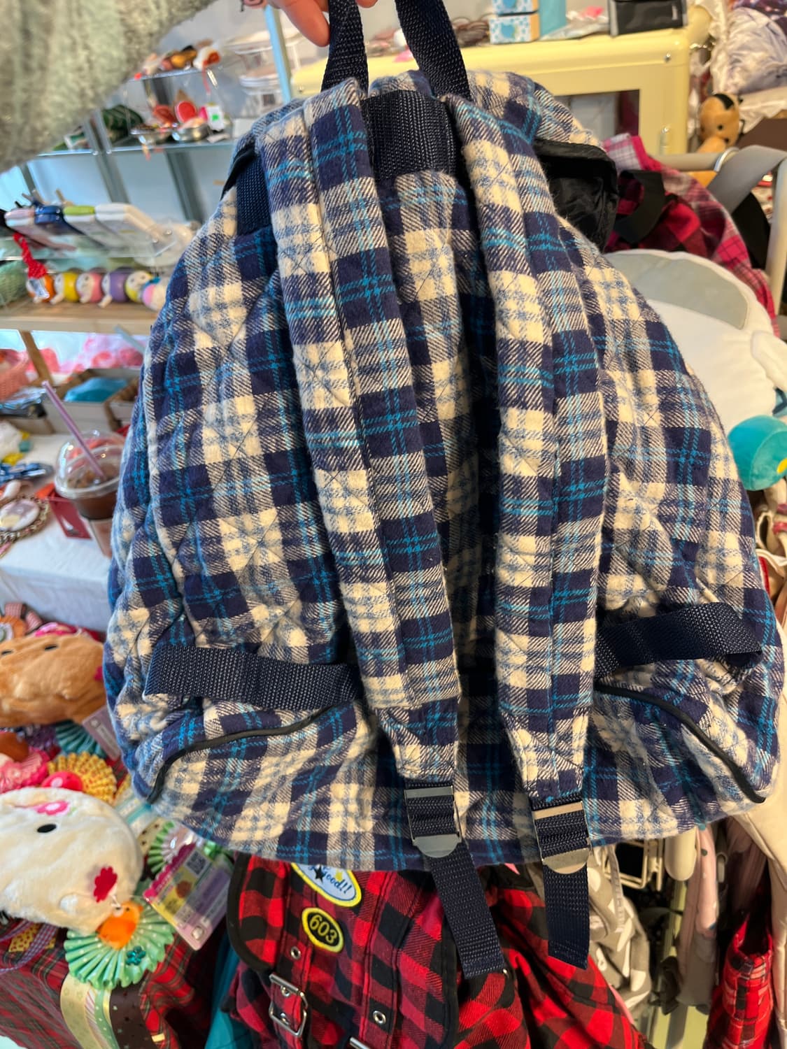 오일릴리 블루 체크 백팩🌀 상품이미지4