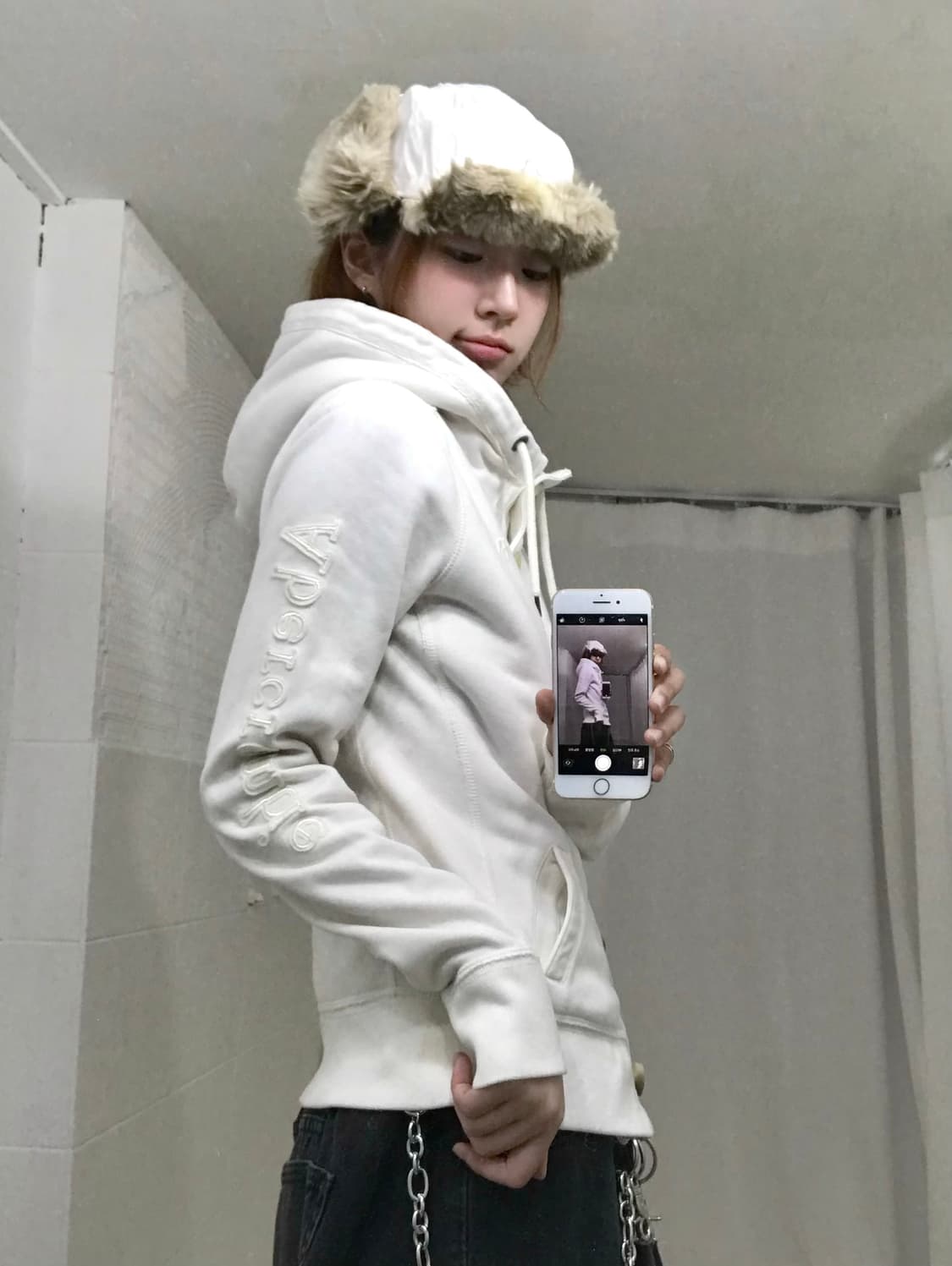 아베크롬비 화이트 단추 퍼 후드집업 상품이미지1