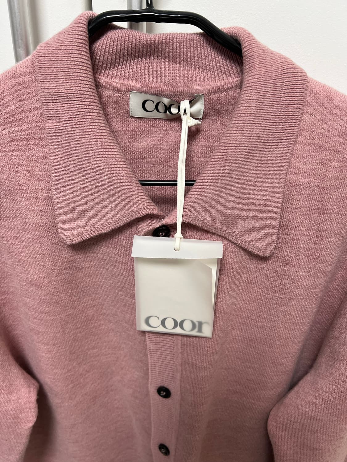 쿠어 탑필 울 칼라 가디건 핑크 M 새상품 상품이미지1