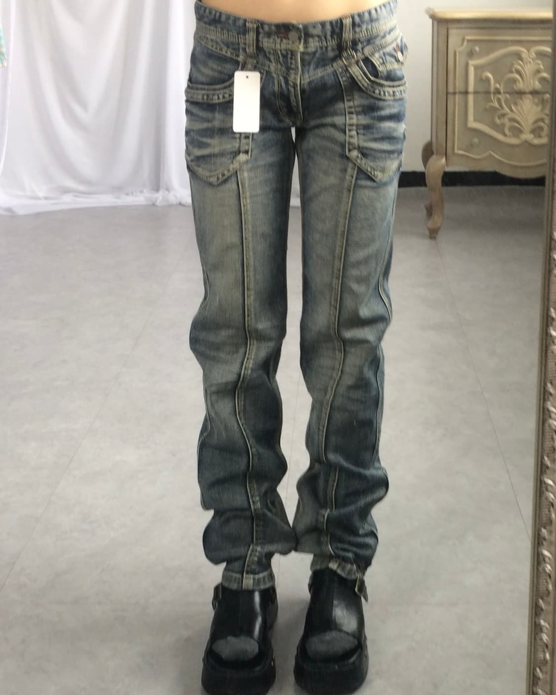 Line detail washing denim pants 상품이미지7