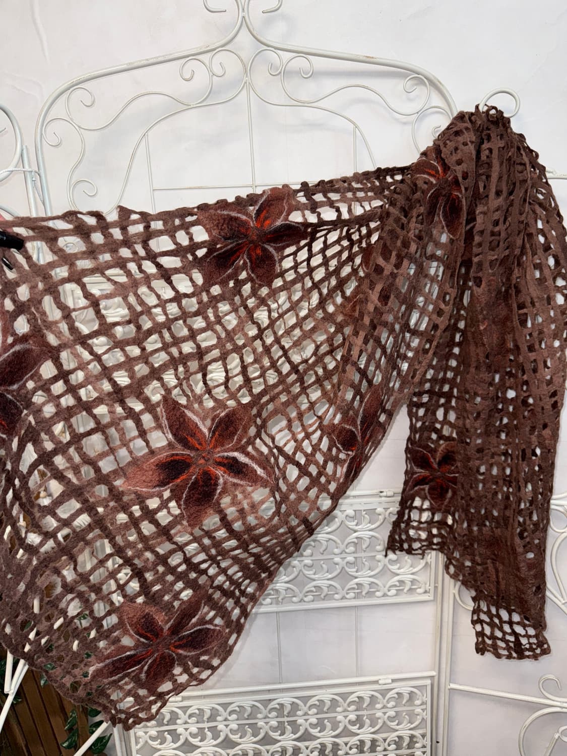 Red brown tie dye grunge net muffler 상품이미지1