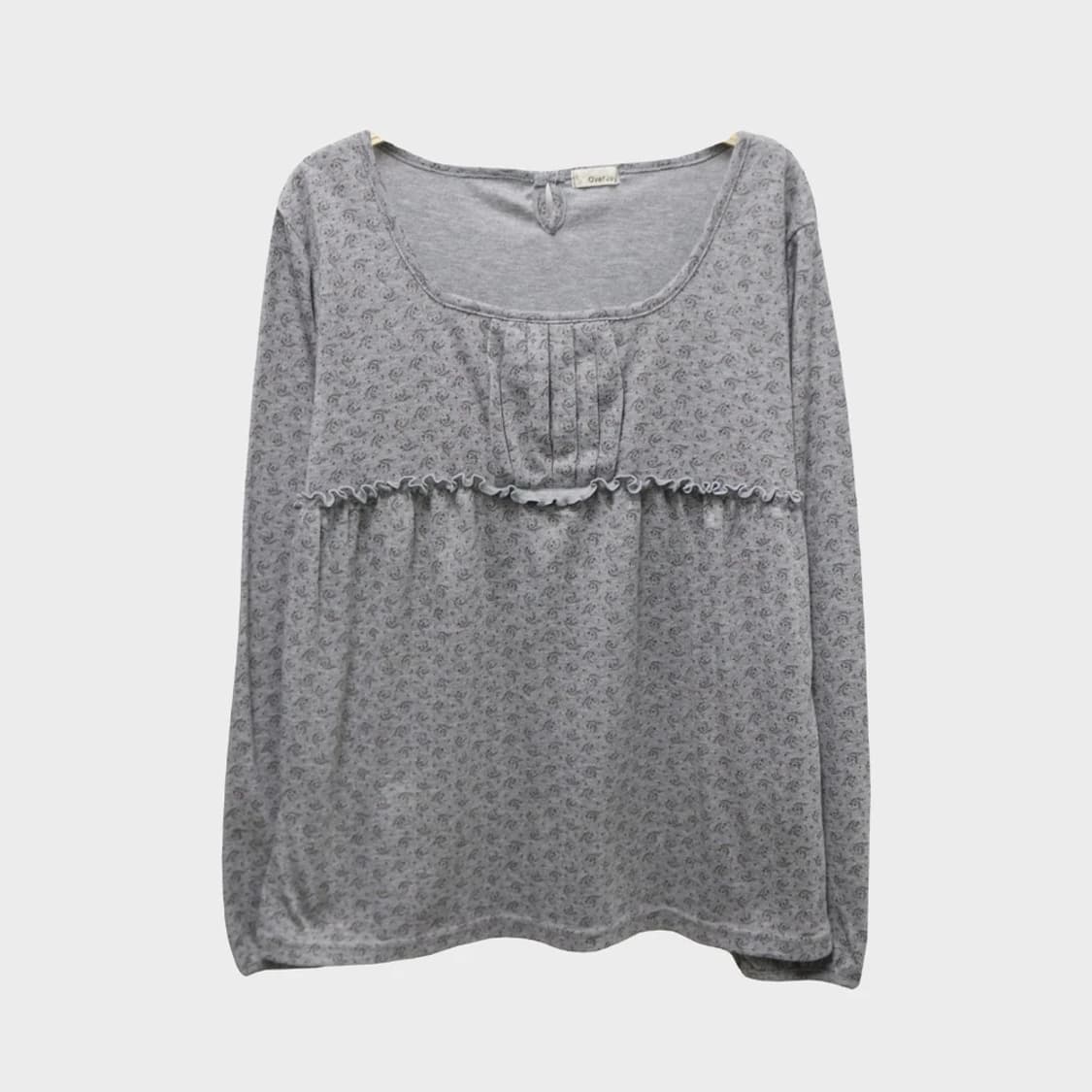 OVERJOY 오네갸루 플라워 스퀘어넥 셔링 티셔츠 63493 상품이미지1