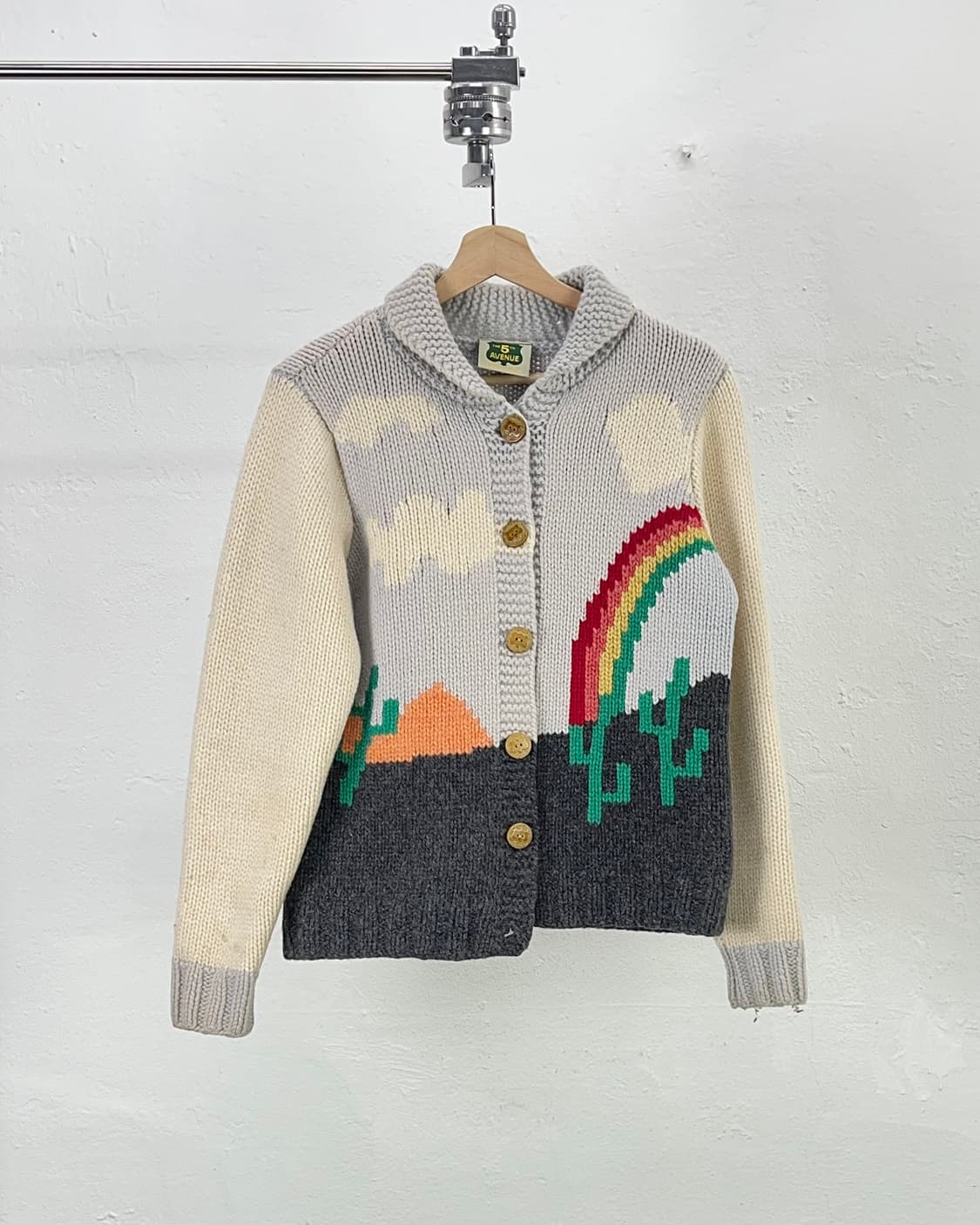 70s 아메리카 빈티지 노르딕 울 레인 스카이딩 니트 가디건 상품이미지1
