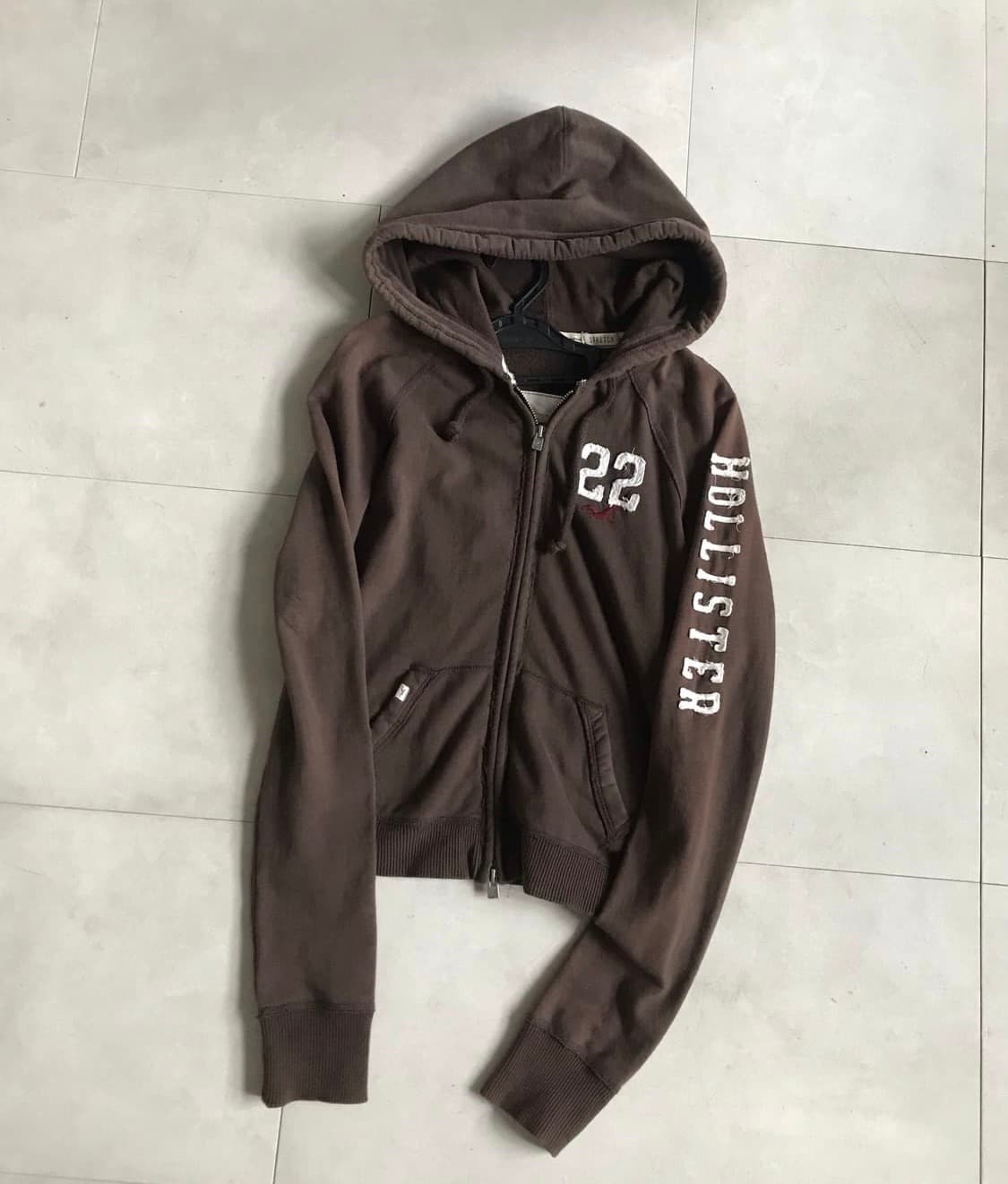 유일)홀리스터 딱붙 브라운 투웨이 후드집업 딸기초코 상품이미지5