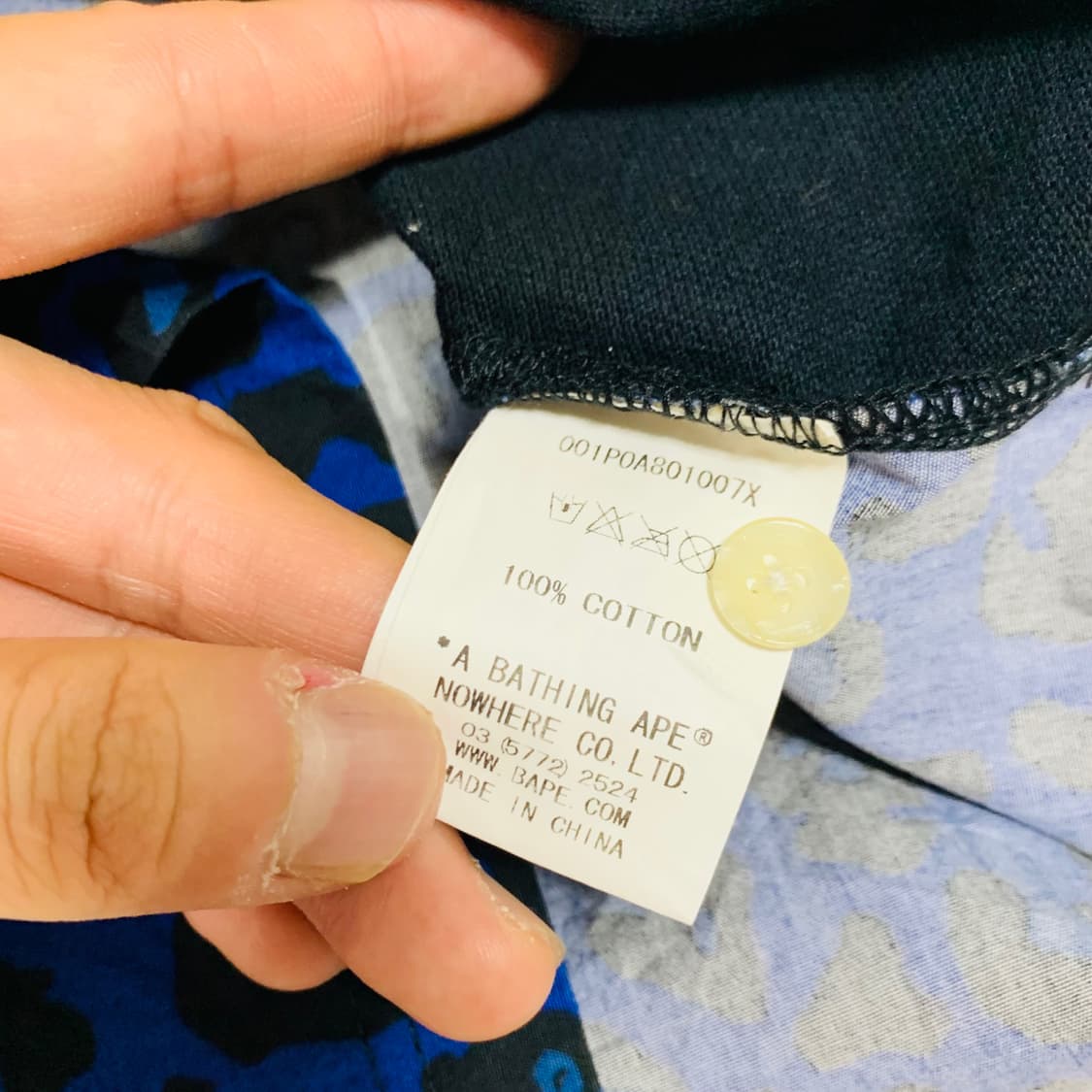 베이프 블루 레오파드 패턴 카라 반팔 티셔츠 상품이미지6