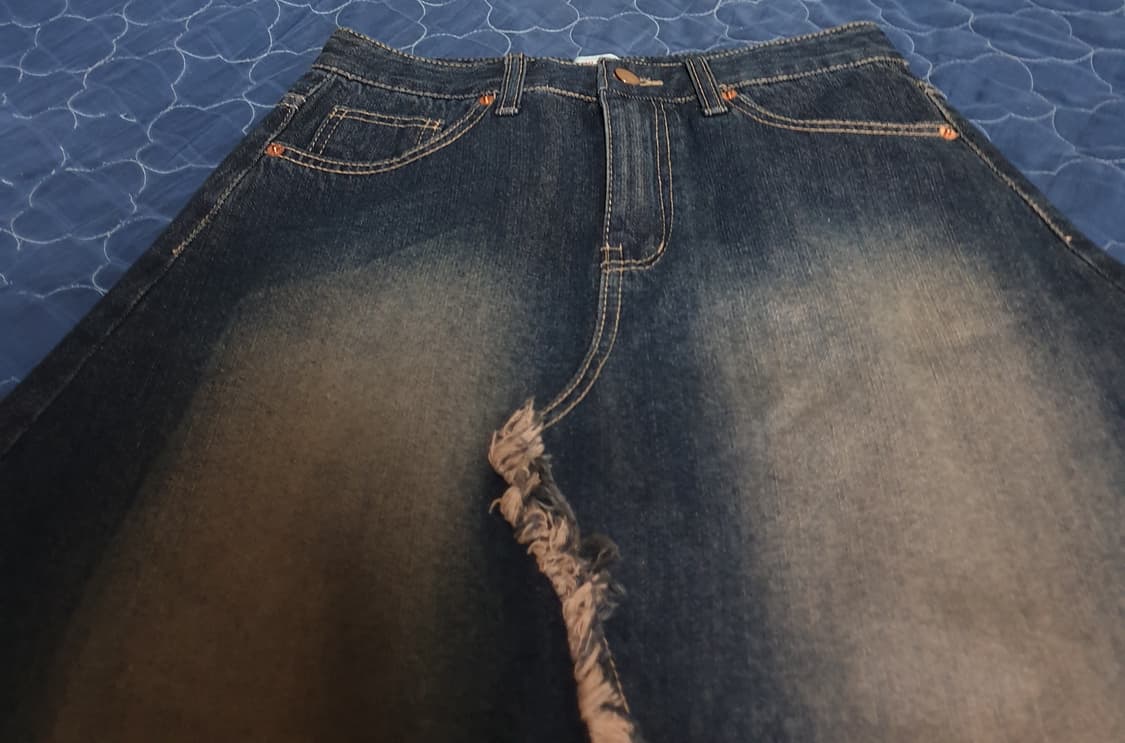 OOT 빈티지 웨스턴 워싱 퍼 라인 데닝 롱스커트 (28) 상품이미지2