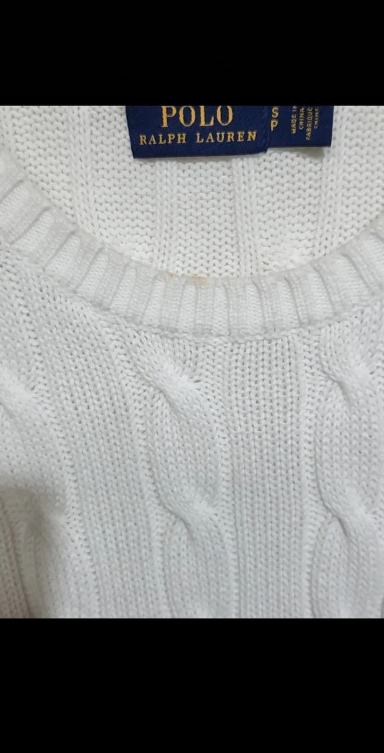 (S) 랄프로렌 폴로 케이블 반팔니트 화이트 꽈배기 스웨터  상품이미지6