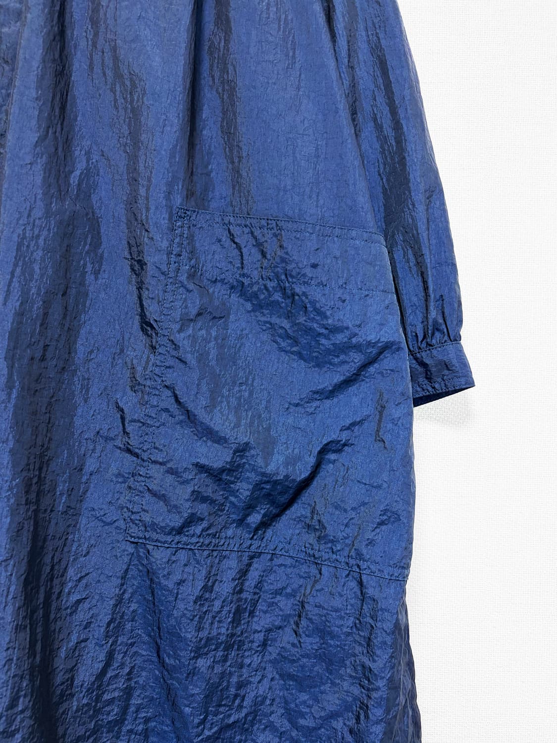 Nylon Oversized Balmacaan Coat - Blue 상품이미지6