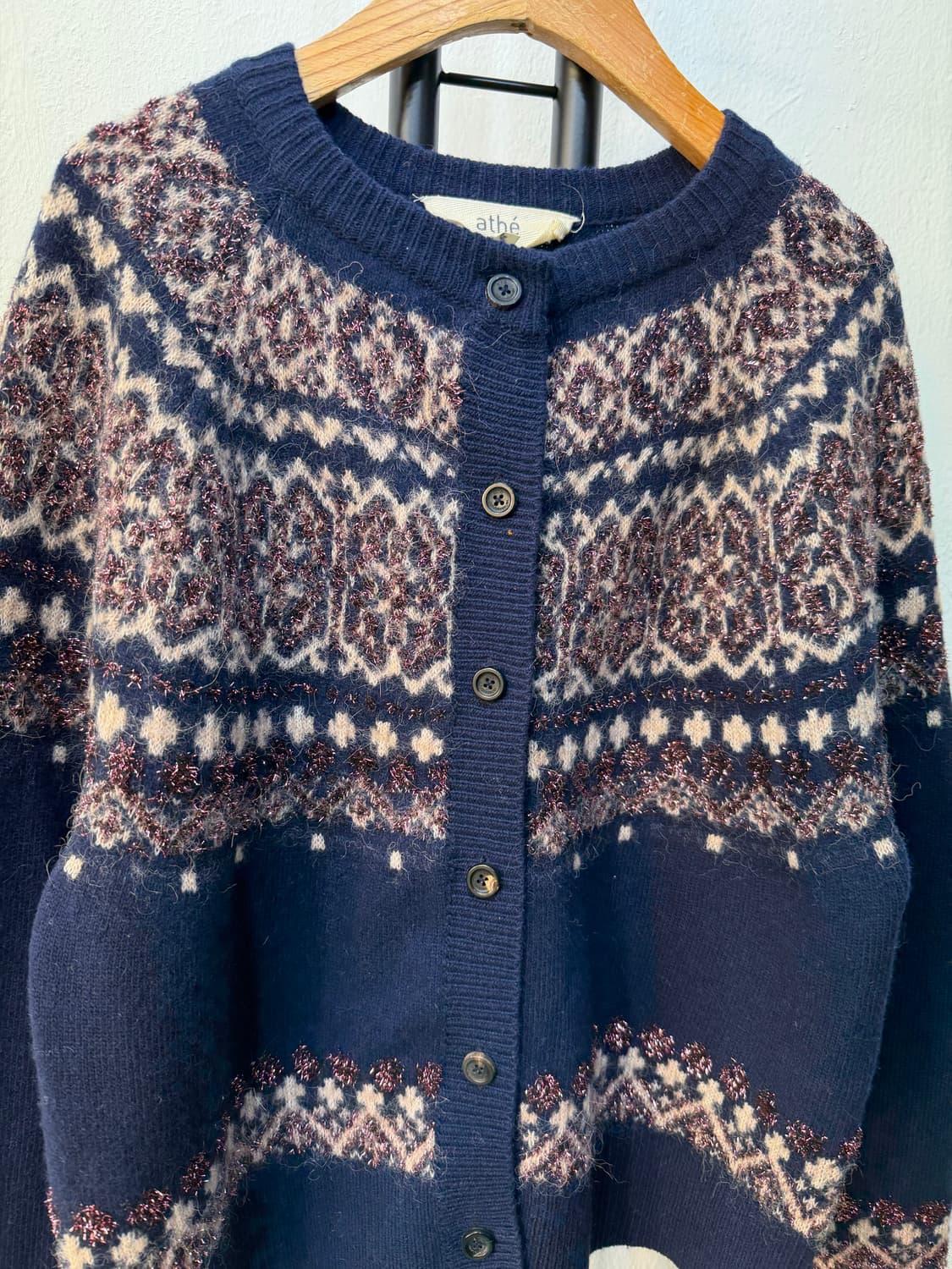 정품) 아떼 바네사브루노 21ss 노르딕 패턴 네이비 가디건 S 상품이미지4