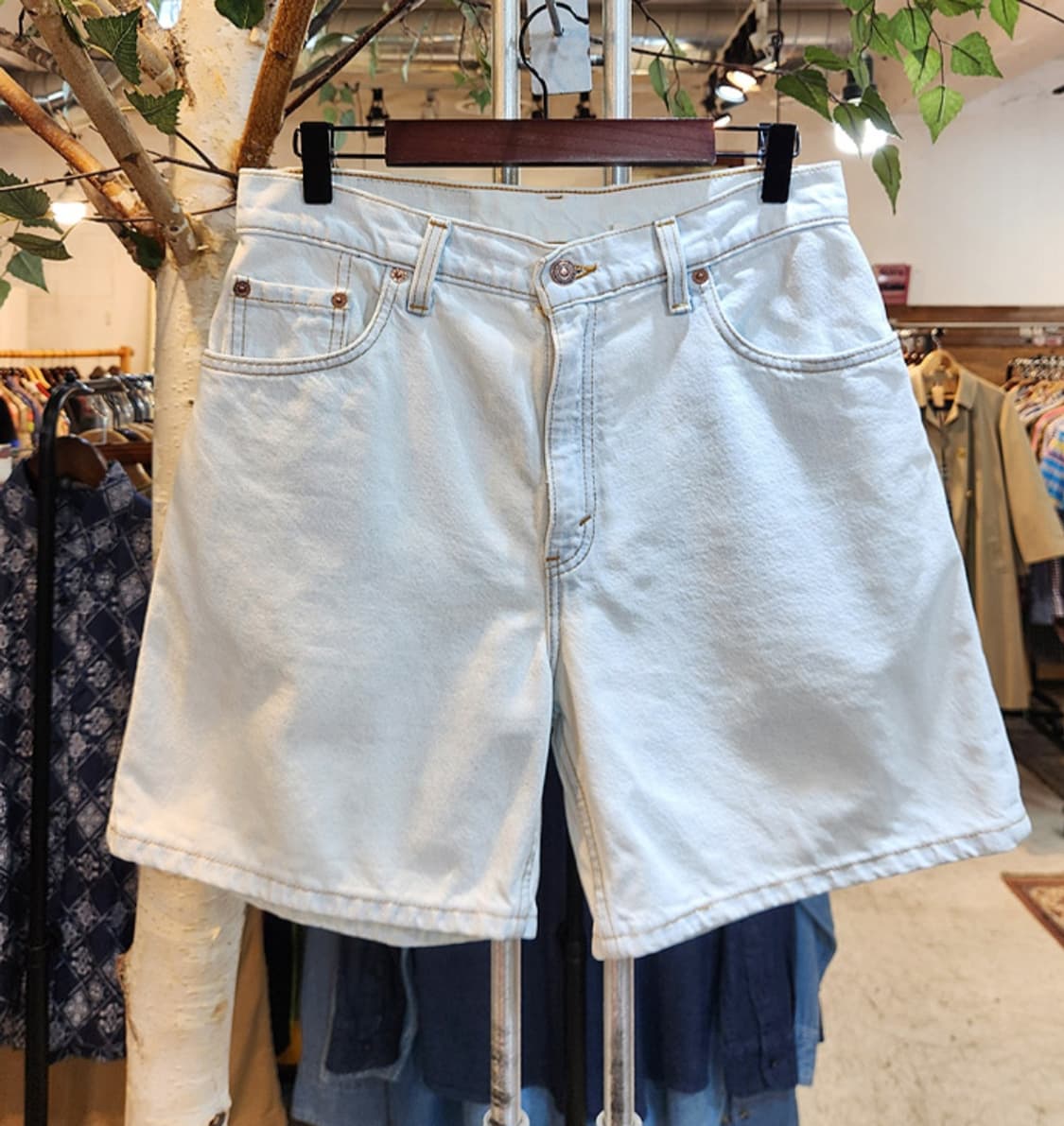 90s LEVIS 리바이스 미국산 551 연청 빈티지 데님 반바지 상품이미지4