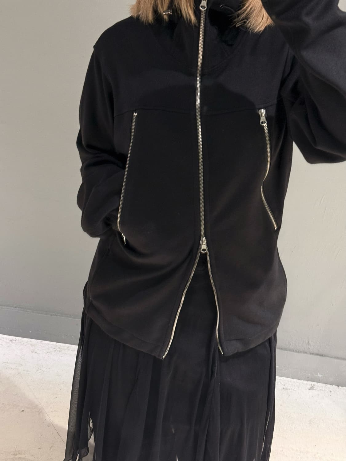 zipper line point high-neck hood zip-up 상품이미지3