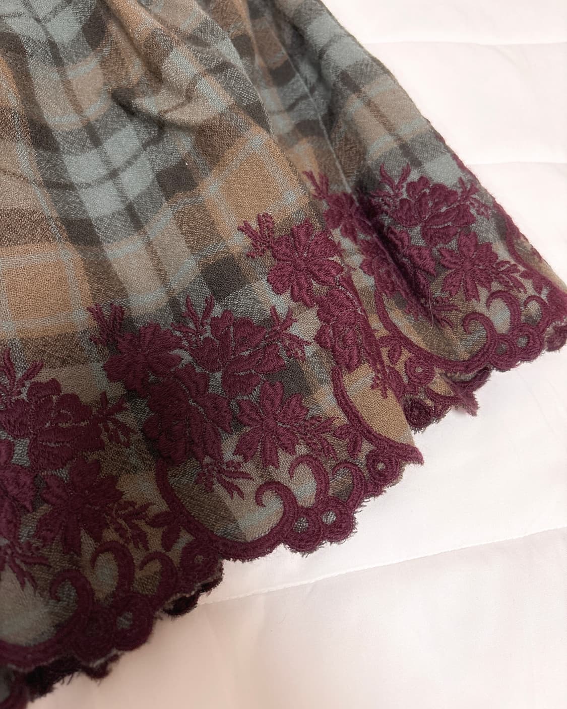 일본 빈티지 체크 레이스 사와코 미디 스커트 상품이미지4