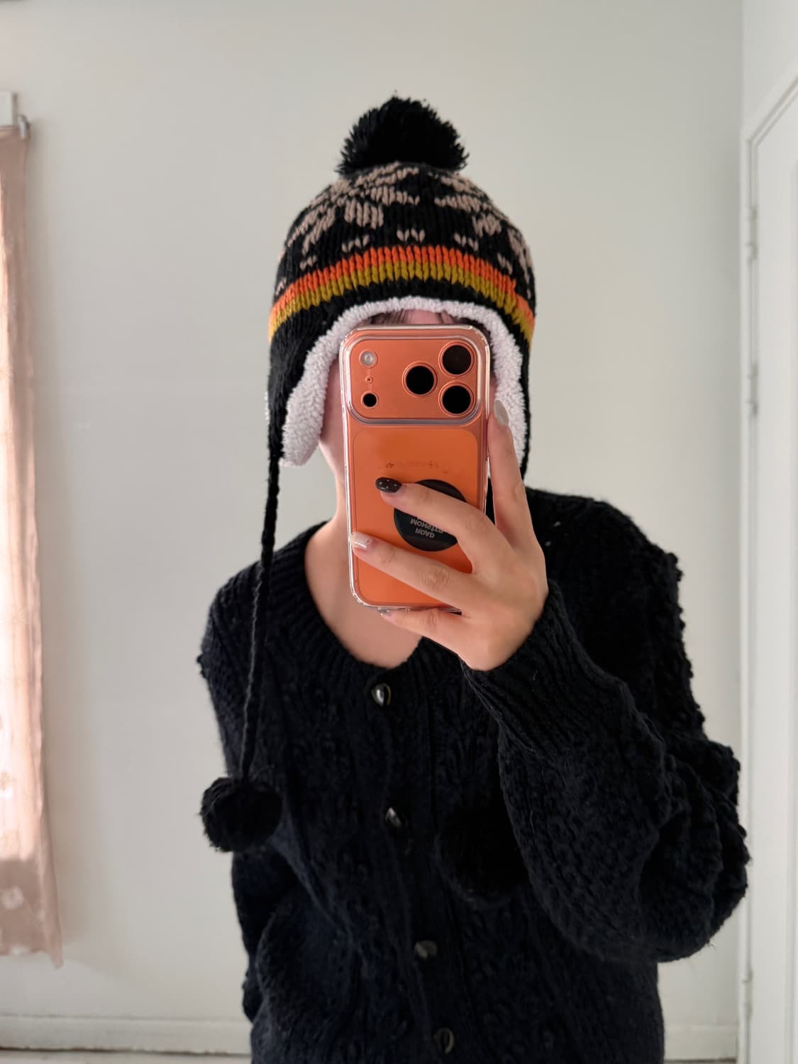 일본빈티지 노르딕 이어플랩 폼폼 비니 상품이미지2